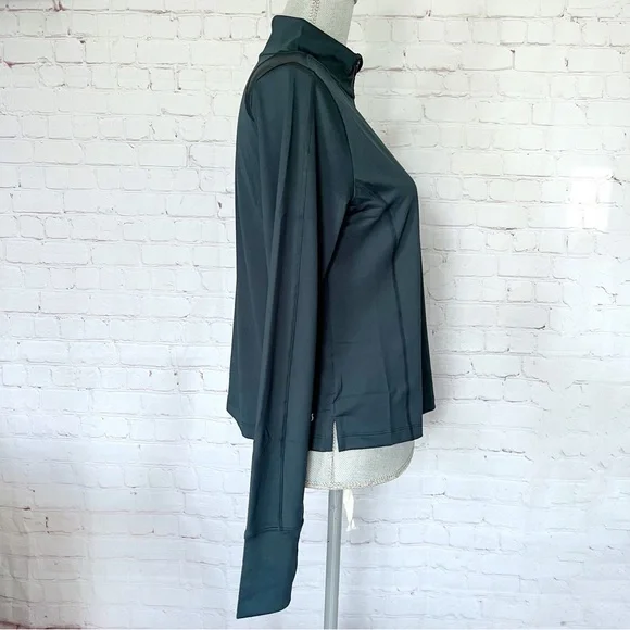 PELOTON Teal Fitted Cropped Zip-up Long Sleeve Warm Up Exercise Shirt - Picture 5 of 10